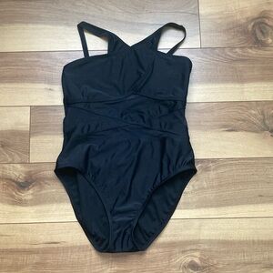 Bleu Rod Beattie black one piece panel swimsuit